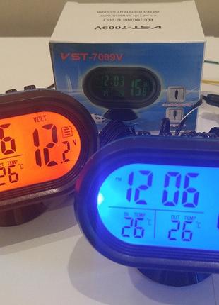 Автомобильные часы с термометром и вольтметром VST 7009V, Gp1,...