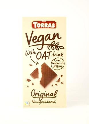 Шоколад чорний без цукру з вівсяним молоком Torras Vegan 100 г...