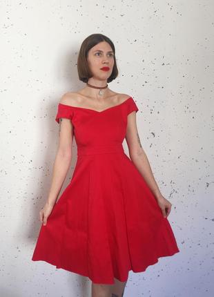 Красное платье в стиле pin-up, хлопок,размер с