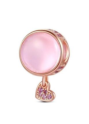 Шарм для браслета Pandora, Нежный розовый кварц с сердечком