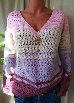 Брутальный пуловер. полосатый фасонный джемпер.