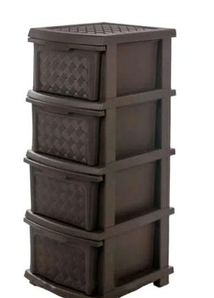 Пластиковый комод, шкафчик, тумба в коричневом цвете на 4 ящика