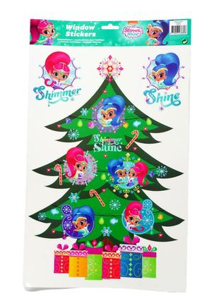 Новорічні наклейки для вікон Shimmer & Shine Nickelodeon