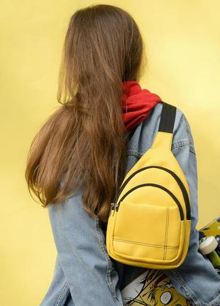 Женская сумка слинг через плечо sambag brooklyn - желтая
