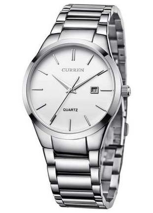 Наручные фирменные часы Curren 8106 Silver-White