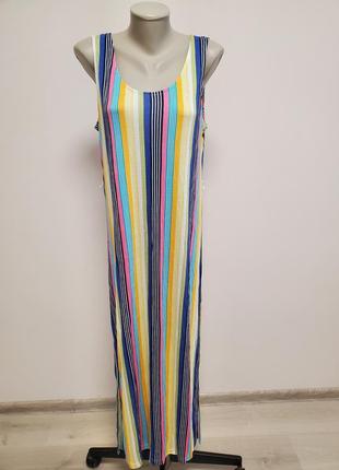 Шикарное брендовое трикотажное вискозное длинное платье в полоску