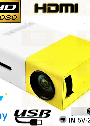 Мультимедийный портативный проектор YG300 с динамиком желто белый