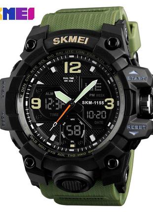 Спортивные мужские часы Skmei 1155 Black-Military водостойкие ...