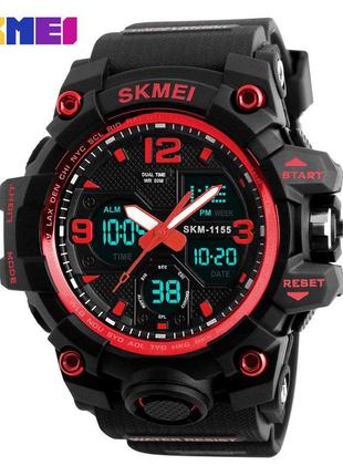 Спортивные мужские часы Skmei 1155 Black-Red водостойкие наруч...