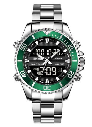 Спортивные мужские часы Skmei 1850SIGN Silver-Green водостойки...