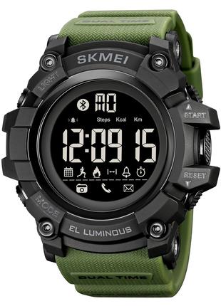Спортивные мужские часы Skmei 2053AG Army Green Bluetooth водо...