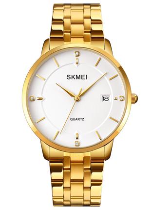 Мужские классические часы Skmei 1801SGD Gold Stainless Steel к...