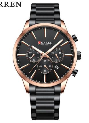 Классические мужские наручные часы Curren 8435 Gold-Black