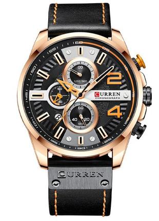 Классические мужские наручные часы Curren 8393 Gold-Black
