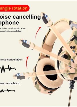 Удобные игровые проводные наушники с подсветкой и микрофоном д...