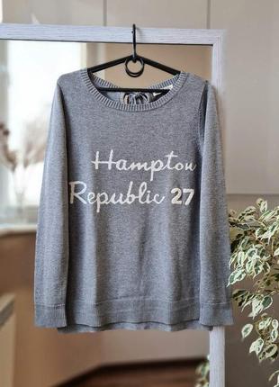 Натуральный оригинальный свитер джемпер с надписью hampton rep...