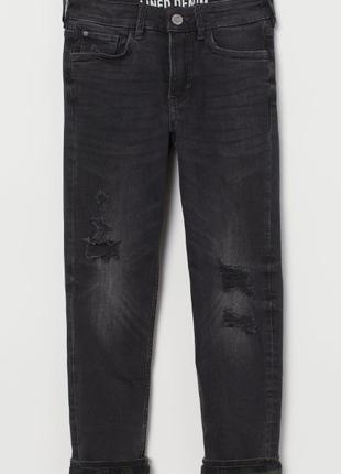 1, Теплые стрейчевые джинсы скинни на трикотажной подкладке H&...