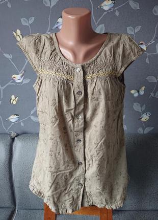 Женская блуза с вышивкой хлопок р.44/46 блузка блузочка футболка