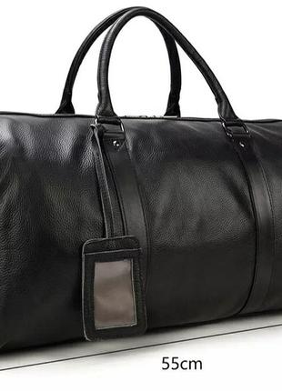 Спортивная дорожная сумка из натуральной кожи черного цвета