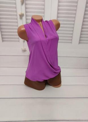Блуза рубашка шифонова фуксія фіолетовий колір, s/m