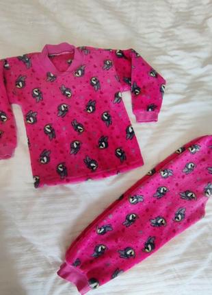 Тёплая пижама на девочку 5-6 лет (плюш)