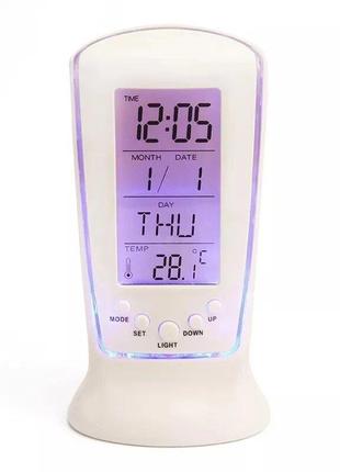 Часы будильник Square clock 510 с термометром и Led подсветкой