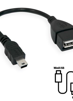 OTG переходник USB - MiniUSB тип-B Черный, отг кабель-переходн...