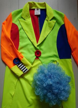 Карнавальный фрак клоун с париком 56-58
