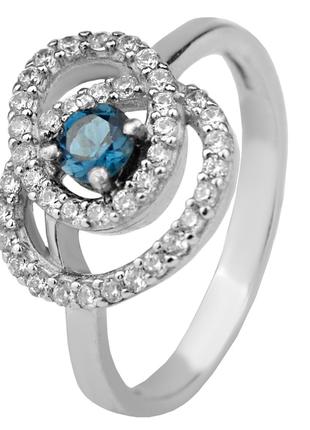 Кольцо серебряное с натуральным кварцем London blue Розочка в ...
