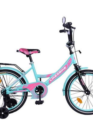 Детский велосипед двухколесный бирюзовый Like2bike Sky 18 дюйм...