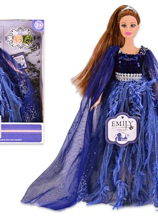 Кукла Емили в синем платье с перьями QJ111D Emily Shantou Jinxing