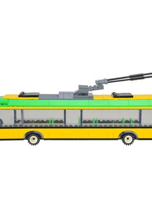 Конструктор транспорт троллейбус жёлтый IBLOCK PL-921-379