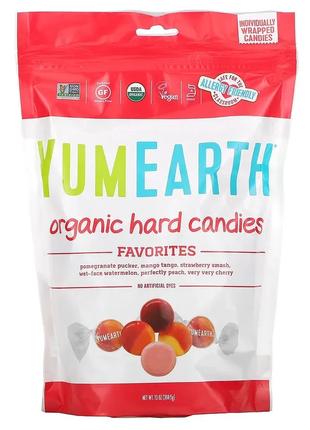 YumEarth, Органічні льодяники, улюблені фрукти, 368,5 г, термі...