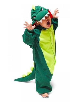 5286 кигуруми детская теплая пижама зеленый динозавр крокодил ...