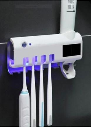 Тримач диспенсер для зубної пасти та щіток автоматичний УФ-сте...