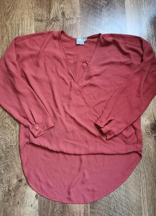 Розовая легкая блуза укороченная спереди от asos