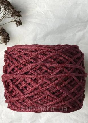 Шнур хлопковый цвет вино 4 мм для вязания ковров,корзин,декора