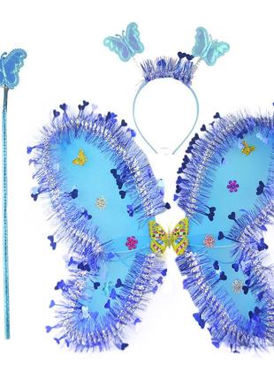 Костюм карнавальный Бабочка (Крылья, ободок, палочка) голубой ...