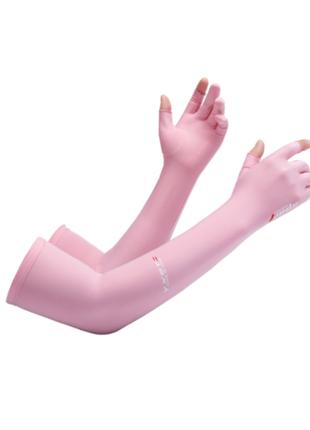 Перчатки солнцезащитные длинные GLOVES розовый 03599