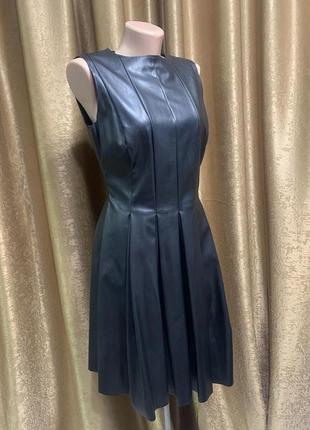 Стильное чёрное кожаное платье Moxito  размер L