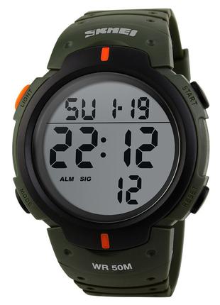Спортивные мужские часы Skmei 1068 Army-Green водостойкие нару...