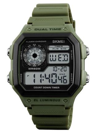 Спортивные мужские часы Skmei 1299AG Army Green водостойкие на...