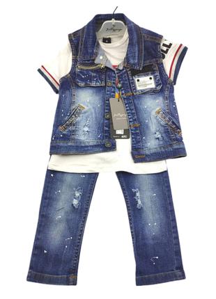 Детские костюмы 3, 4, 5 лет Турция летний джинсовый для мальчи...