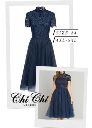Изысканное платье chi chi london глубокого синего цвета navy b...