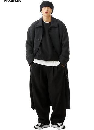 Чёрное длинное шерстяное пальто westbury