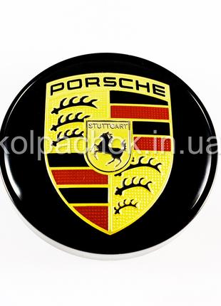 Колпачок на диски Porsche черный/цветной лого/черный фон (56-6...