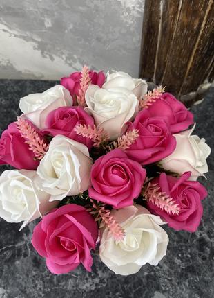 Шикарный подарок! 15 роз! Букет из мыльных роз, мыльные розы, ...