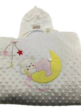 Детский плед одеяло Турция для новорожденного махровый белый (...
