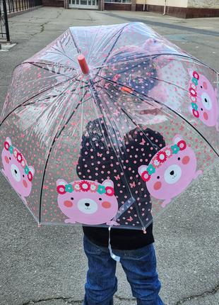 Детский прозрачный зонтик Мишка МК0851