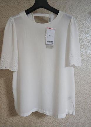 Блуза блузка белая вискоза ришелье бренд next,р.10